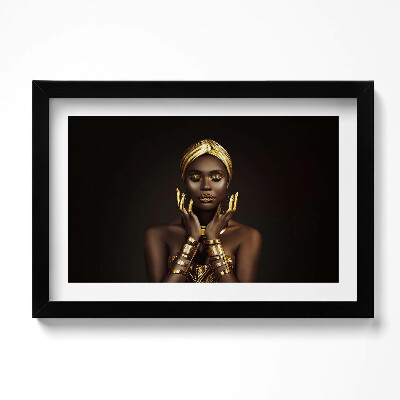 Obraz w ramie Portret afrykańskiej kobiety w złocie