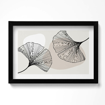 Obraz w ramie Linearne liście miłorzędbu w stylu boho