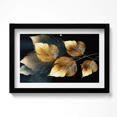 Obraz w ramie Złote liście glamour