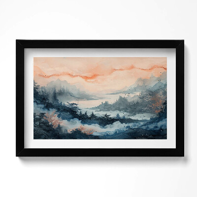 Obraz w ramie Abstrakcyjny pejzaż gór i lasów