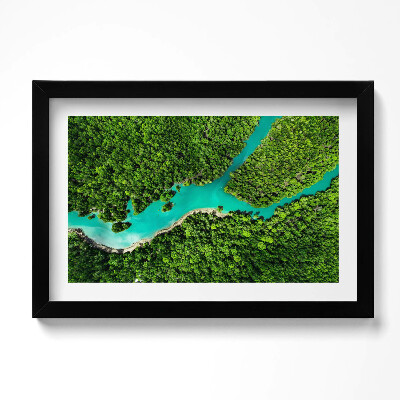Obraz w ramie Rzeka w tropikalnych lasach z lotu ptaka