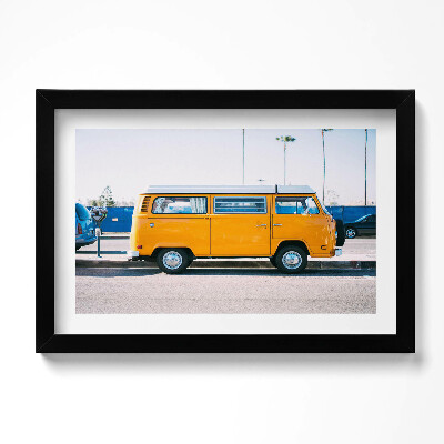 Obraz w ramie Żółty wakacyjny samochód