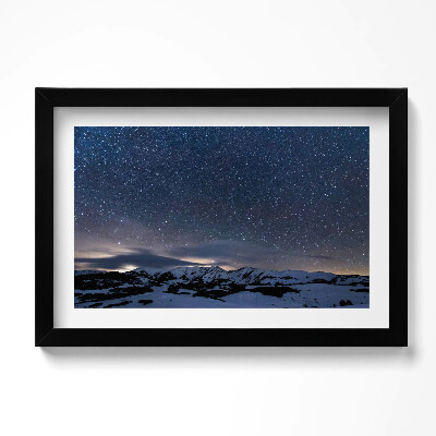 Obraz w ramie Gwiazdy nocą na niebie w górach