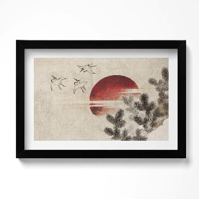 Obraz w ramie Japońska sztuka zachodzące słońce