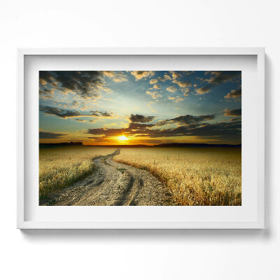 Obraz w ramie Polna droga i zachód słońca