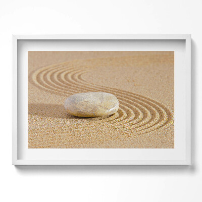 Obraz w ramie Samotny kamień na piasku - zen