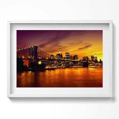 Obraz w ramie Wieczorny widok na Most Brookliński