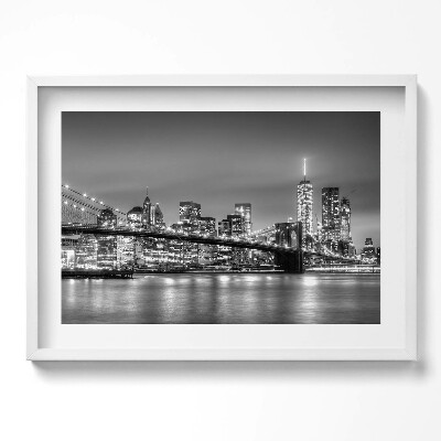 Obraz w ramie Nowy Jork Brooklyn Bridge nocą