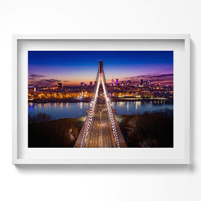 Obraz w ramie Most i miasto wieczorem