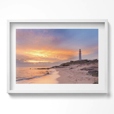 Obraz w ramie Pejzaż morza z plaża i latarnią