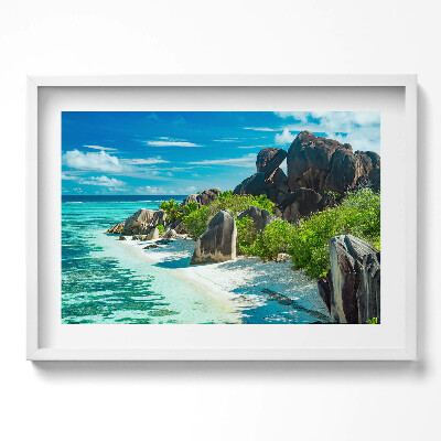 Obraz w ramie Letni pejzaż plaży i oceanu