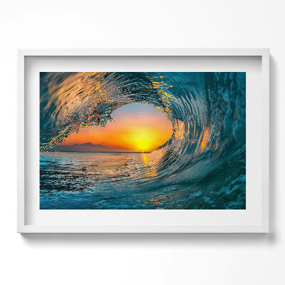 Obraz w ramie Fala wodna o zachodzie słońca
