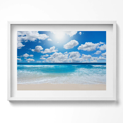 Obraz w ramie Plaża, morze i horyzont