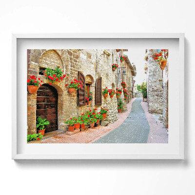 Obraz w ramie Malownicza uliczka z kwiatami