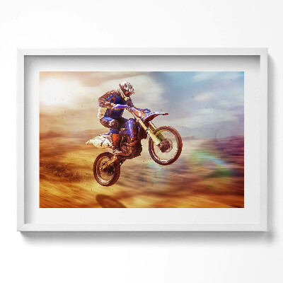 Obraz w ramie Motocyklista na pustyni