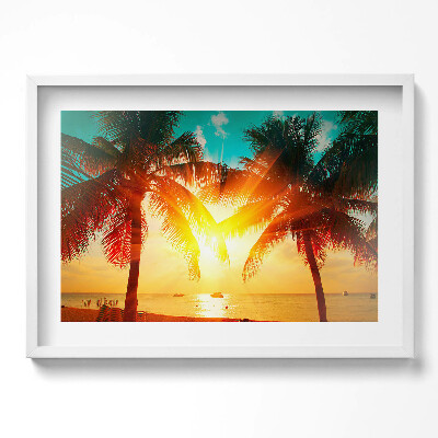 Obraz w ramie Wakacyjny widok - palmy o zachodzie słońca