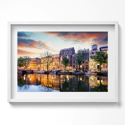 Obraz w ramie Domy Amsterdam Holandia