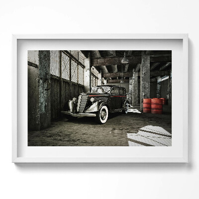 Obraz w ramie Klasyczny samochód w starej fabryce