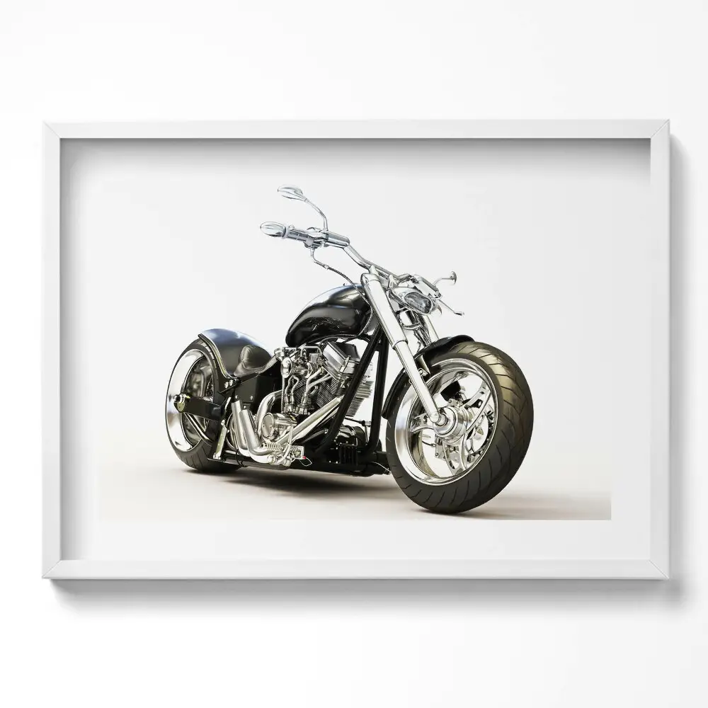 Obraz w ramie Czarny motocykl