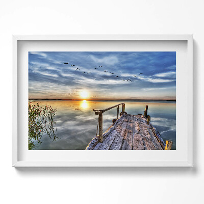 Obraz w ramie Jezioro zachód słońca