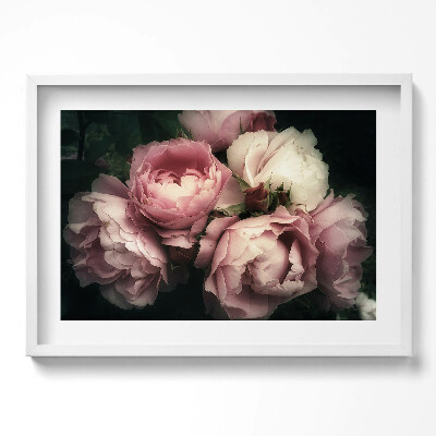 Obraz w ramie bukiet różowych róż vintage