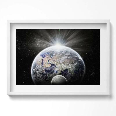 Obraz w ramie Widok Ziemi i Księżyca