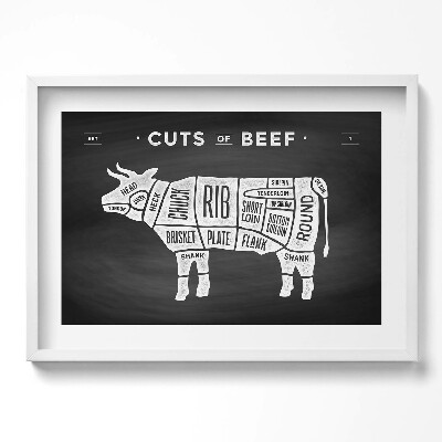 Obraz w ramie Krowa - plakat rzeźnika wołowina