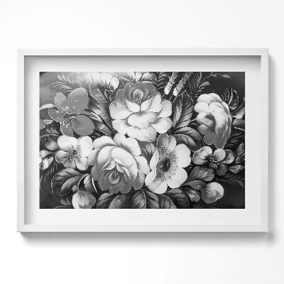 Obraz w ramie Kwiaty czarno-białe
