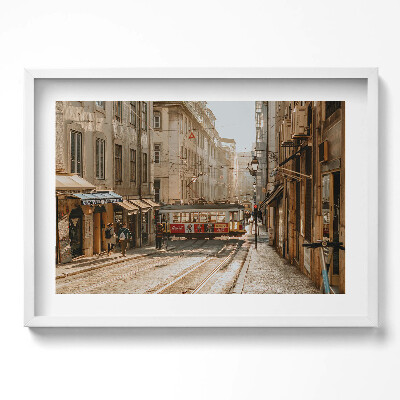 Obraz w ramie Widok na Lizbonę i tramwaj