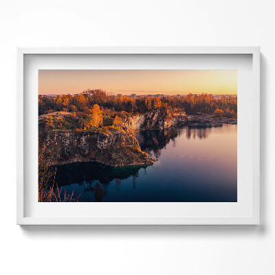 Obraz w ramie Kraków jezioro Zakrzówek jesienią