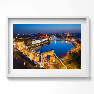 Obraz w ramie Miasto nocą Wrocław