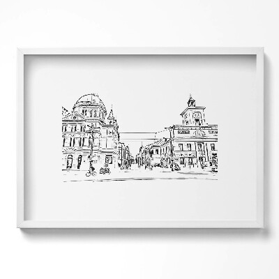 Obraz w ramie Poznań ilustracja starego miasta