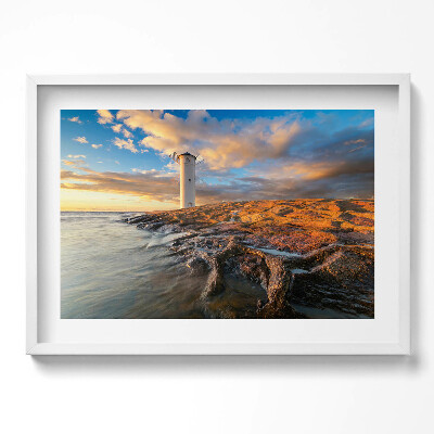 Obraz w ramie Latarnia nad morzem Bałtyckim