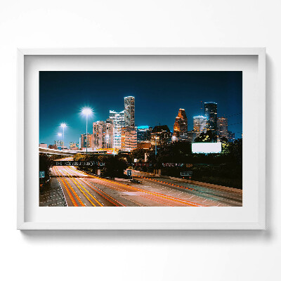 Obraz w ramie Miasto nocą Houston