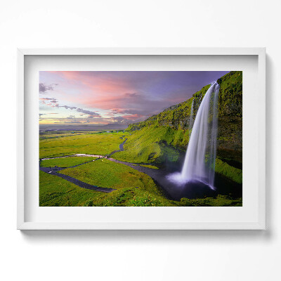 Obraz w ramie Pejzaż pół i wodospadu