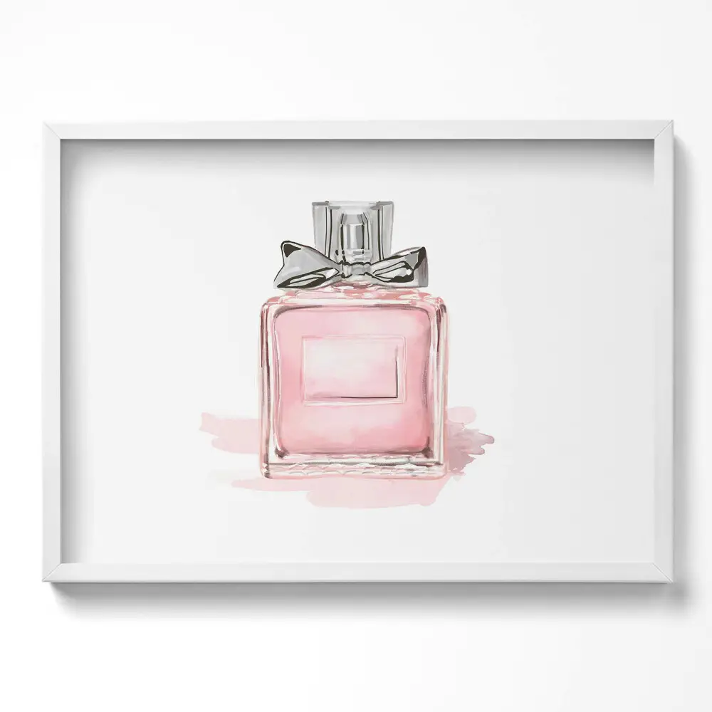 Obraz w ramie Różowe perfumy z kokardką