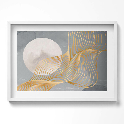 Obraz w ramie Abstrakcyjna ilustracja księżyca ze złotem