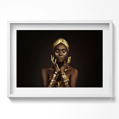Obraz w ramie Portret afrykańskiej kobiety w złocie