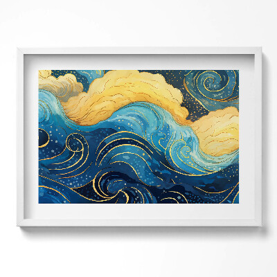 Obraz w ramie Abstrakcja obłoków ze złotem