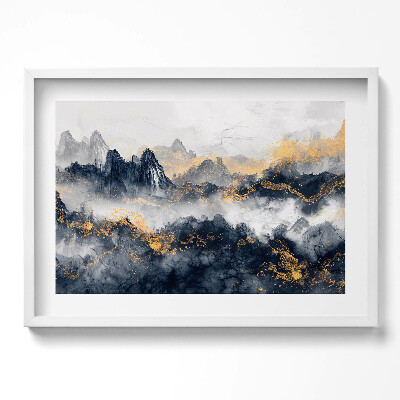 Obraz w ramie Abstrakcyjny pejzaż gór pośród chmur
