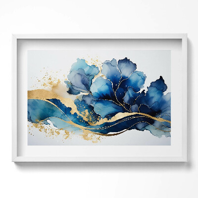 Obraz w ramie Abstrakcyjny malunek roślin w złocie