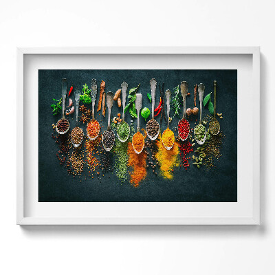 Obraz w ramie Łyżki z kolorowymi przyprawami