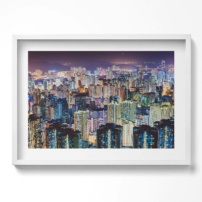 Obraz w ramie Rożswietlone miasto nocą