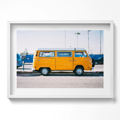 Obraz w ramie Żółty wakacyjny samochód