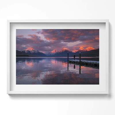 Obraz w ramie Jezioro góry i chmury