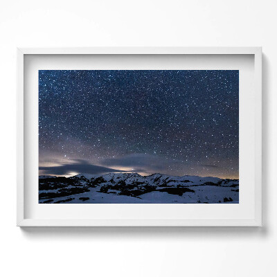 Obraz w ramie Gwiazdy nocą na niebie w górach