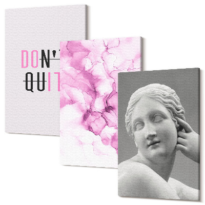 Zestaw obrazów 3 części tryptyk Abstrakcja akwareli inspirujące hasło antyczna rzeźba