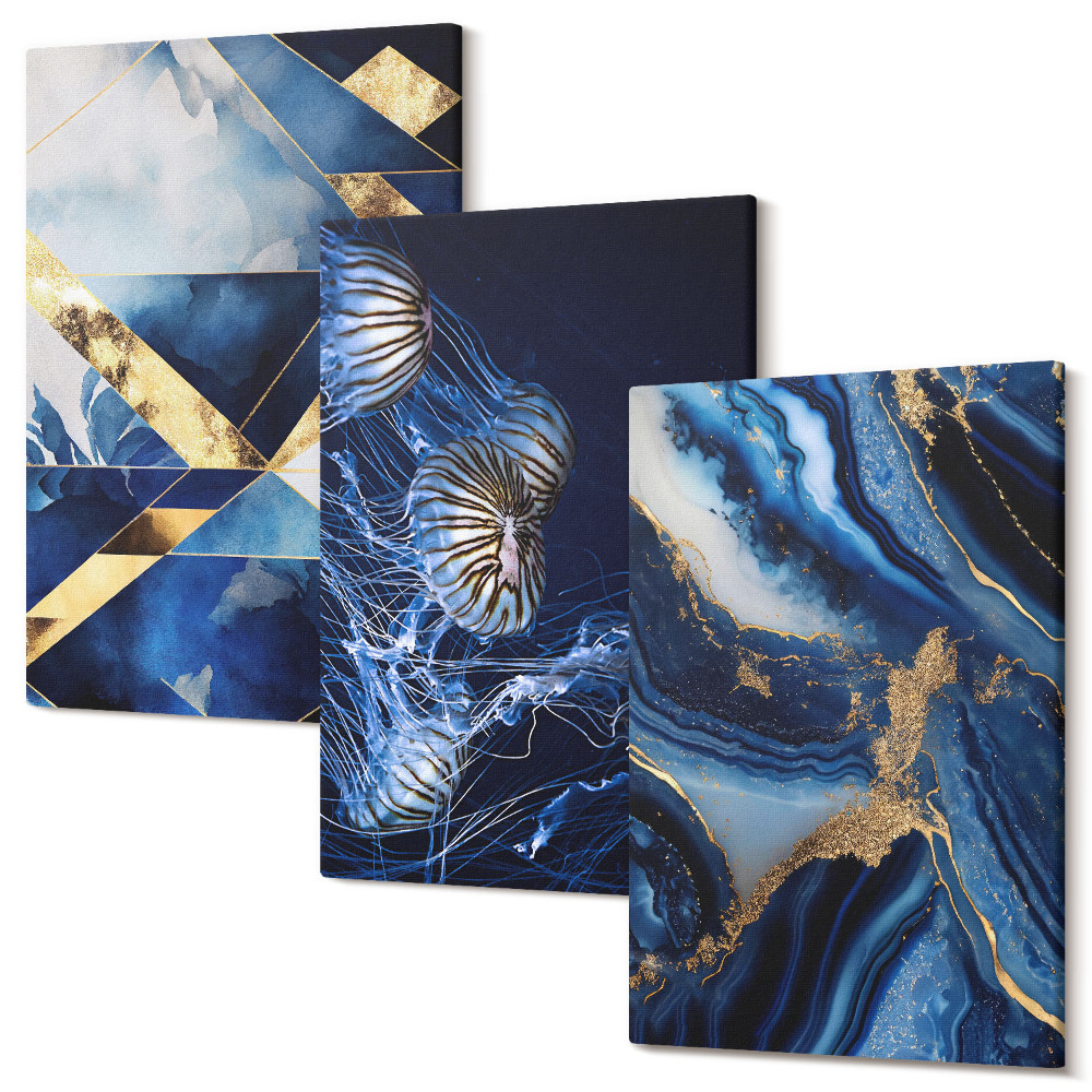 Zestaw obrazów na płótnie tryptyk Abstrakcyjne eleganckie wzory z akcentami