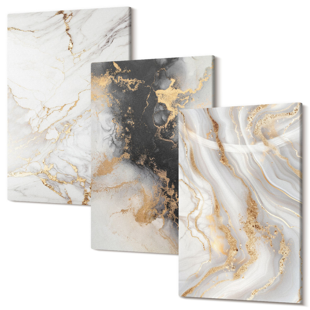 Zestaw obrazów tryptyk na ścianę Abstrakcyjne wzory w odcieniach bieli i czerni