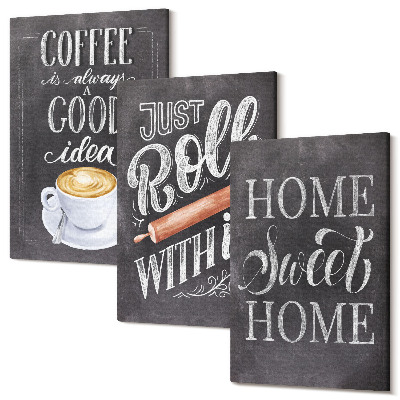 Zestaw obrazów tryptyk na ścianę Kawa wałek domowe ciepło i przytulność